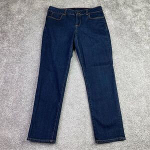 Talbots Jeans Women's 8 Blue Slim Straight Ankle Mid-Rise Dark Denim Signature